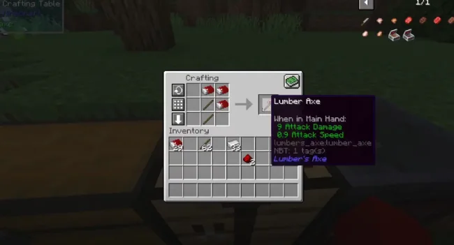 Крафт на топор из мода Lumbers Axe