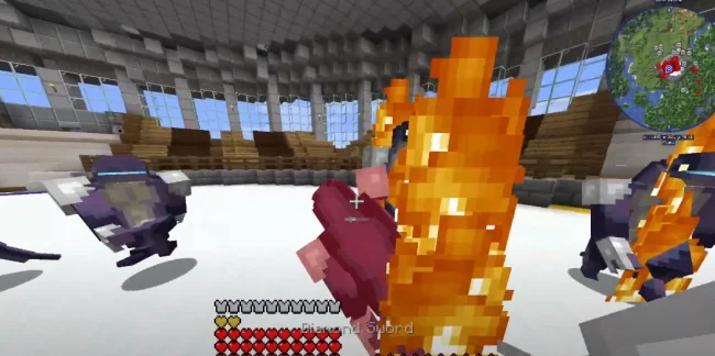 Процесс боя против моба из мода Risk of Rain Mobs