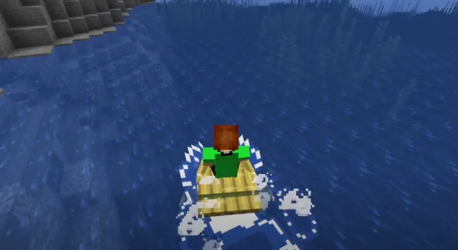 Новая анимация воды, когда плаваешь на плоту из мода Wakes