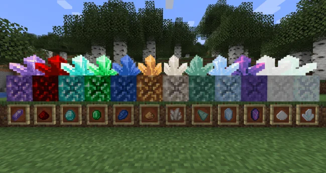 Мод на руду для Майнкрафт 1.21.1 / 1.20.2 (BuddingCrystals)