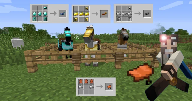 Мод на броню для Майнкрафт 1.21.1 / 1.20.6 (Craftable Horse Armour and Saddle)