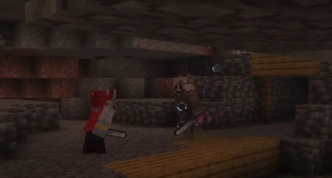 Процесс боя против нового моба из мода Caverns and Chasms