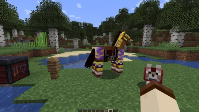 Лошадь в броне из мода Animal Armor Trims