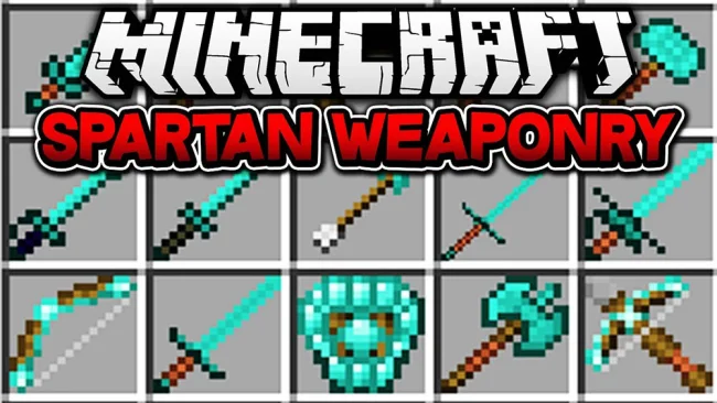 Мод на оружия для Майнкрафт 1.20.1 / 1.19.2 (Spartan Weaponry)