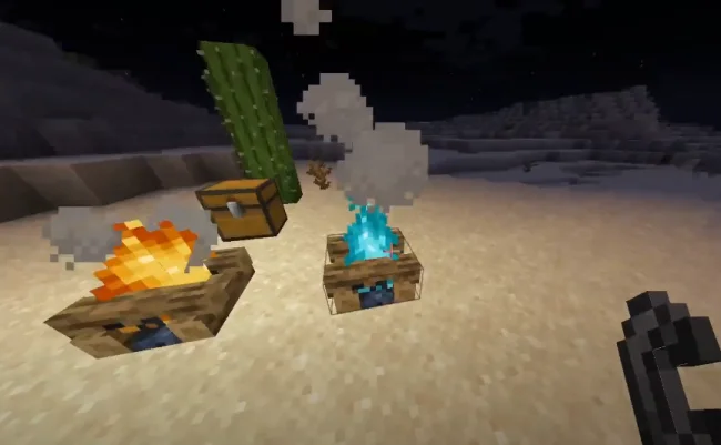 Костер с синим огнем из мода Unlit Campfire