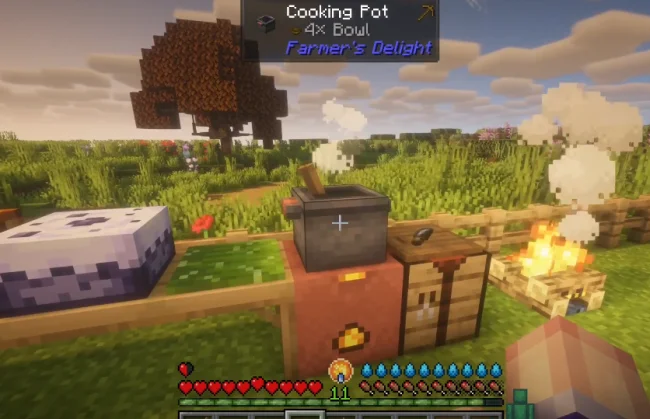 Процесс приготовления еды с модом Ubes Delight