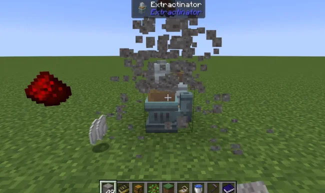 Процесс работы блока из мода Extractinator