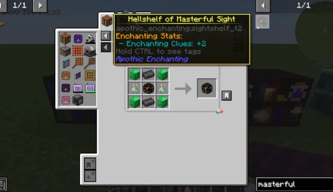 Крафт на блок из мода Apothic Enchanting