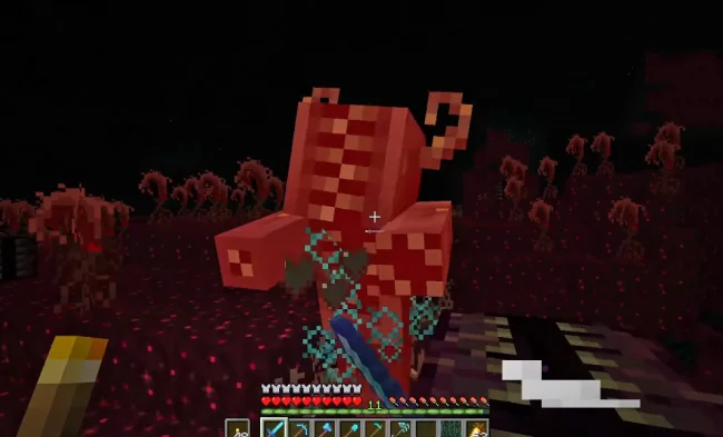 Процесс боя против нового моба из мода Call from the depths