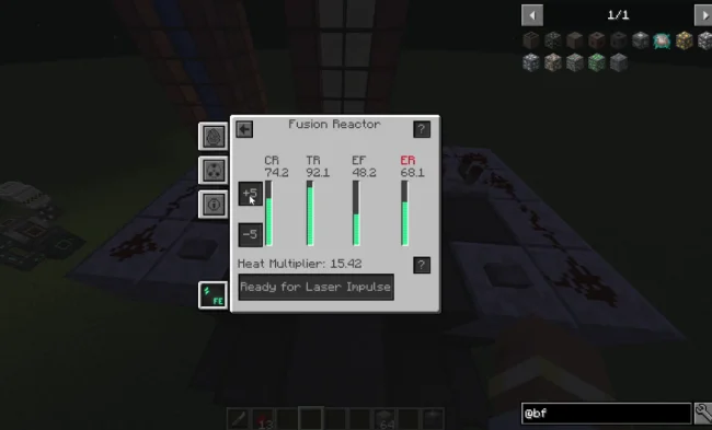 Меню механизма из мода Better Fusion Reactor for Mekanism PLUS