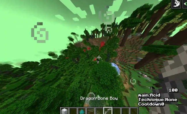 Процесс боя с эффектами из мода Terra Curio