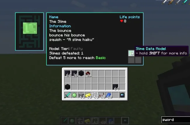 Информация о мобе из мода Deep Mob Learning