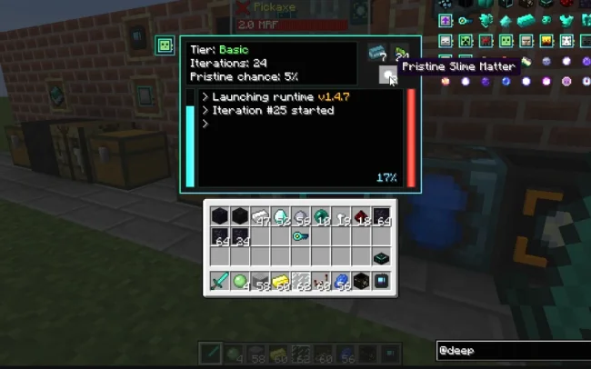 Меню механизма из мода Deep Mob Learning