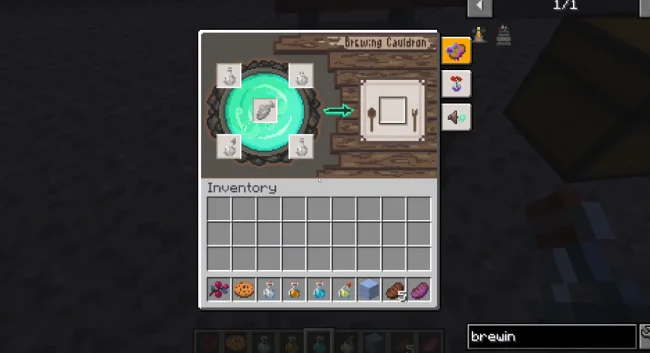 Меню блока из мода Brewn Chew