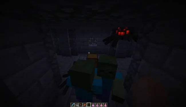 Процесс боя против мобов в замке из мода Castle Dungeons