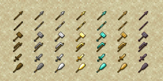 Мод на оружия для Майнкрафт 1.21.4 / 1.20.6 (Basic Weapons)