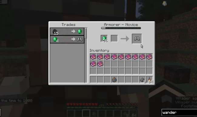 Меню торговца с модом Infinite Trading