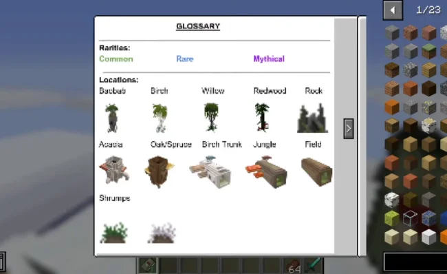 Содержание книги из мода Mushroom Quest