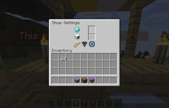 Меню блока из мода Universal Shops