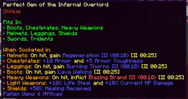 Мод на магию для Майнкрафт 1.21.1 / 1.20.1 (Fallen Gems and Affixes)