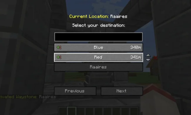 Меню блока из мода Create Waystone Recipes