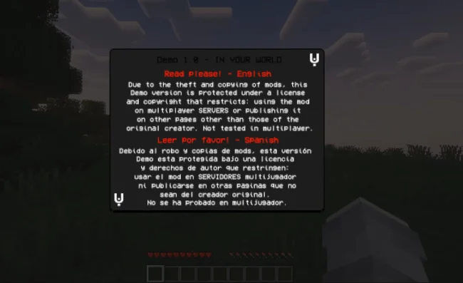 Плашка с информацией из мода In Your World