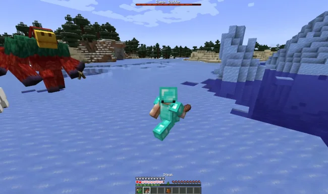 Процесс боя против нового огромного моба из мода Brutality