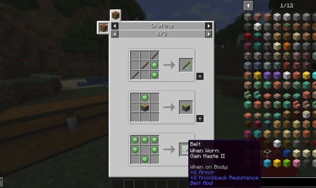 Крафты на новые предметы из мода Belt Mod