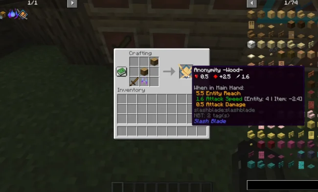 Крафт на новое оружие из мода SlashBlade Resharped