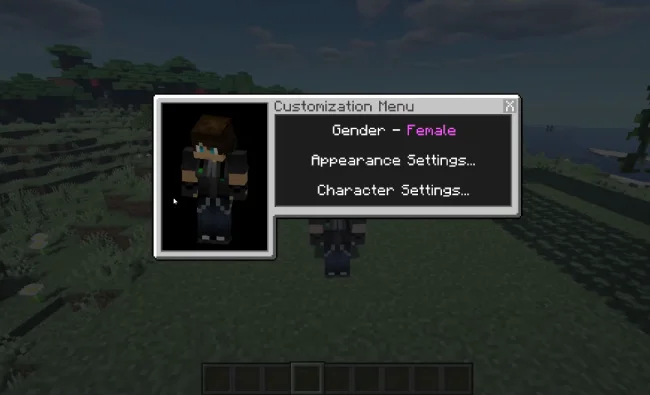 Меню кастомизации из мода Female Gender Mod