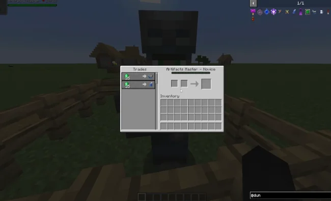 Меню моба из мода MC Dungeons Artifacts