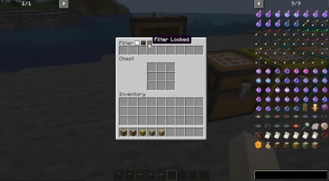 Меню сундука из мода Filtered Chests