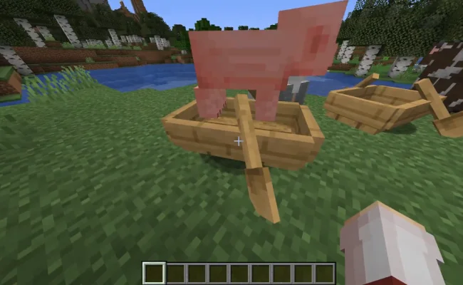 Свинья в лодке с модом Dismount Entity