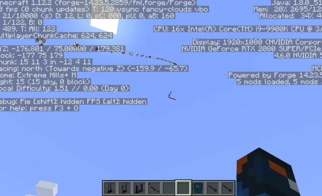 Летящий снаряд из пушки из мода Interconnected Block Missiles