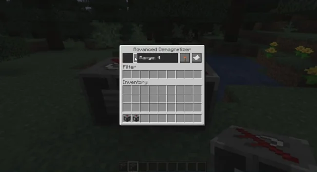 Меню блока из мода Demagnetize