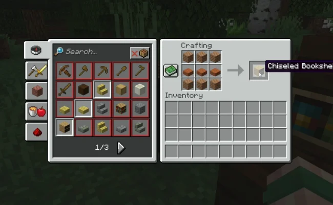 Крафт на блок из мода Variant Chiseled Bookshelves