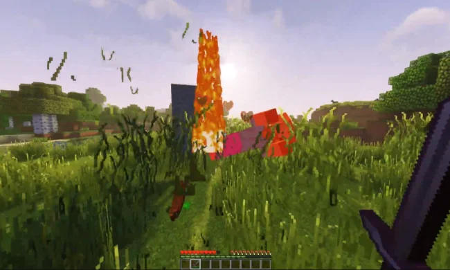 Убийство моба через траву с модом SwingThroughGrass