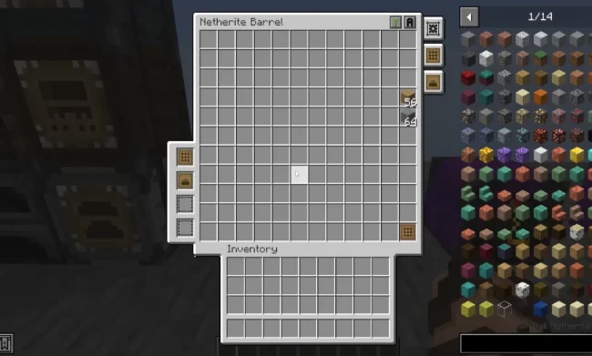 Меню бочки из мода Sophisticated Storage