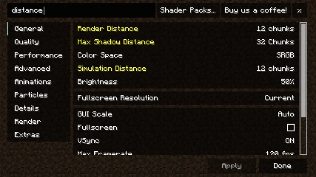 Мод на интерфейс для Майнкрафт 1.21.11 / 1.20.6 (Reeses Sodium Options)