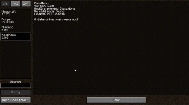Информация о моде PackMenu