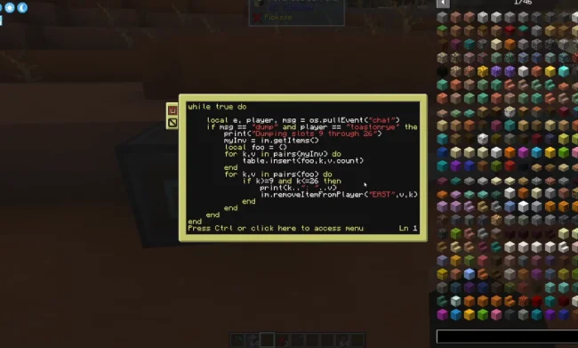 Процесс кодинга из мода Advanced Peripherals