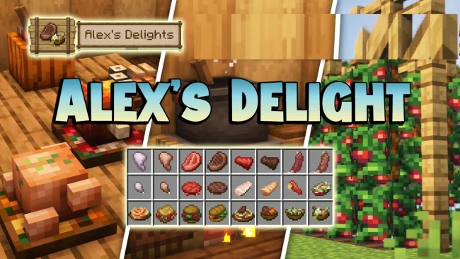 Мод на еду для Майнкрафт 1.20.1 / 1.19.2 (Alexs Delight)