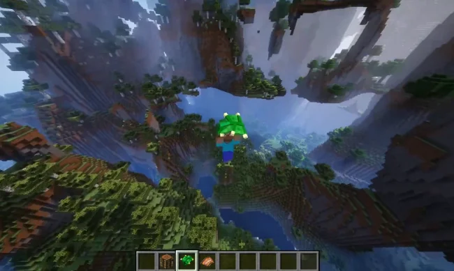 Процесс полета на зеленом параплане из мода Paragliders