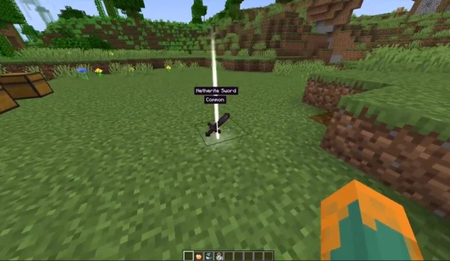 Подсветка незеритового меча из мода Loot Beams Relooted