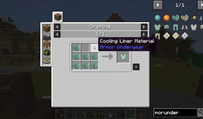 Крафт на броню из мода Armor Underwear