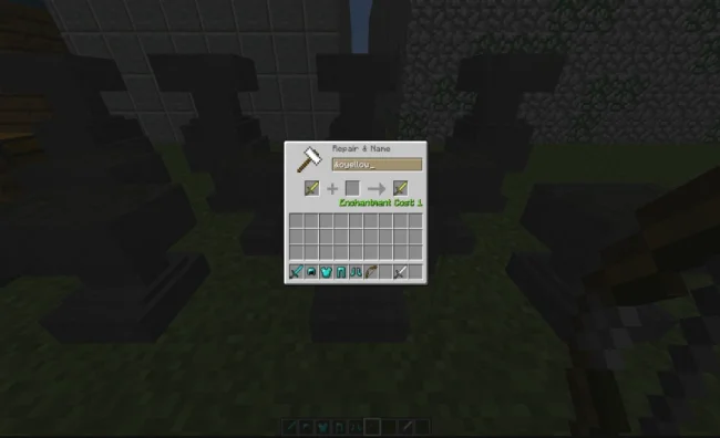Процесс зачарования золотого меча с модом Anvil Patch