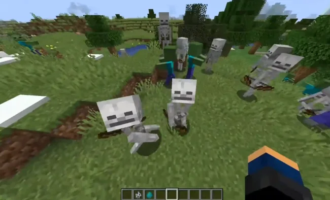 Отсутствие огня у скелетов при свете из мода Mob Sunscreen